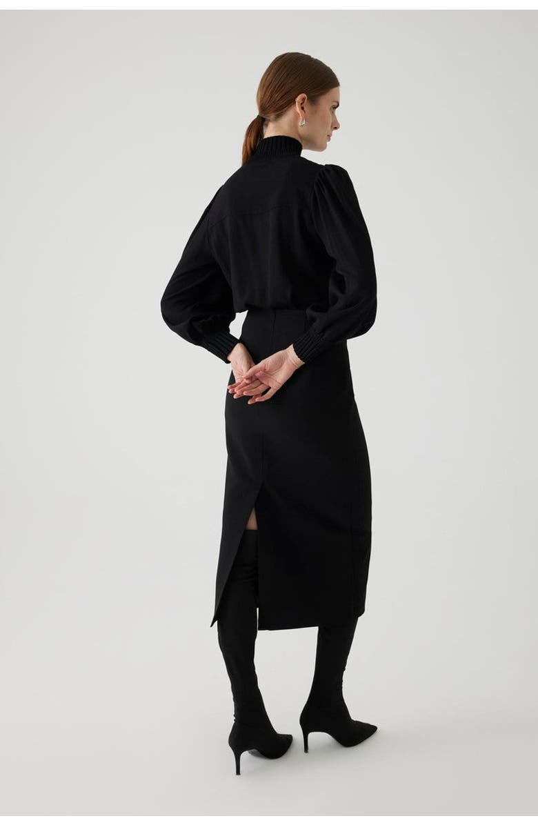 Exquise Amanna High Neck Knit Shirt, Alternate, color, Black
