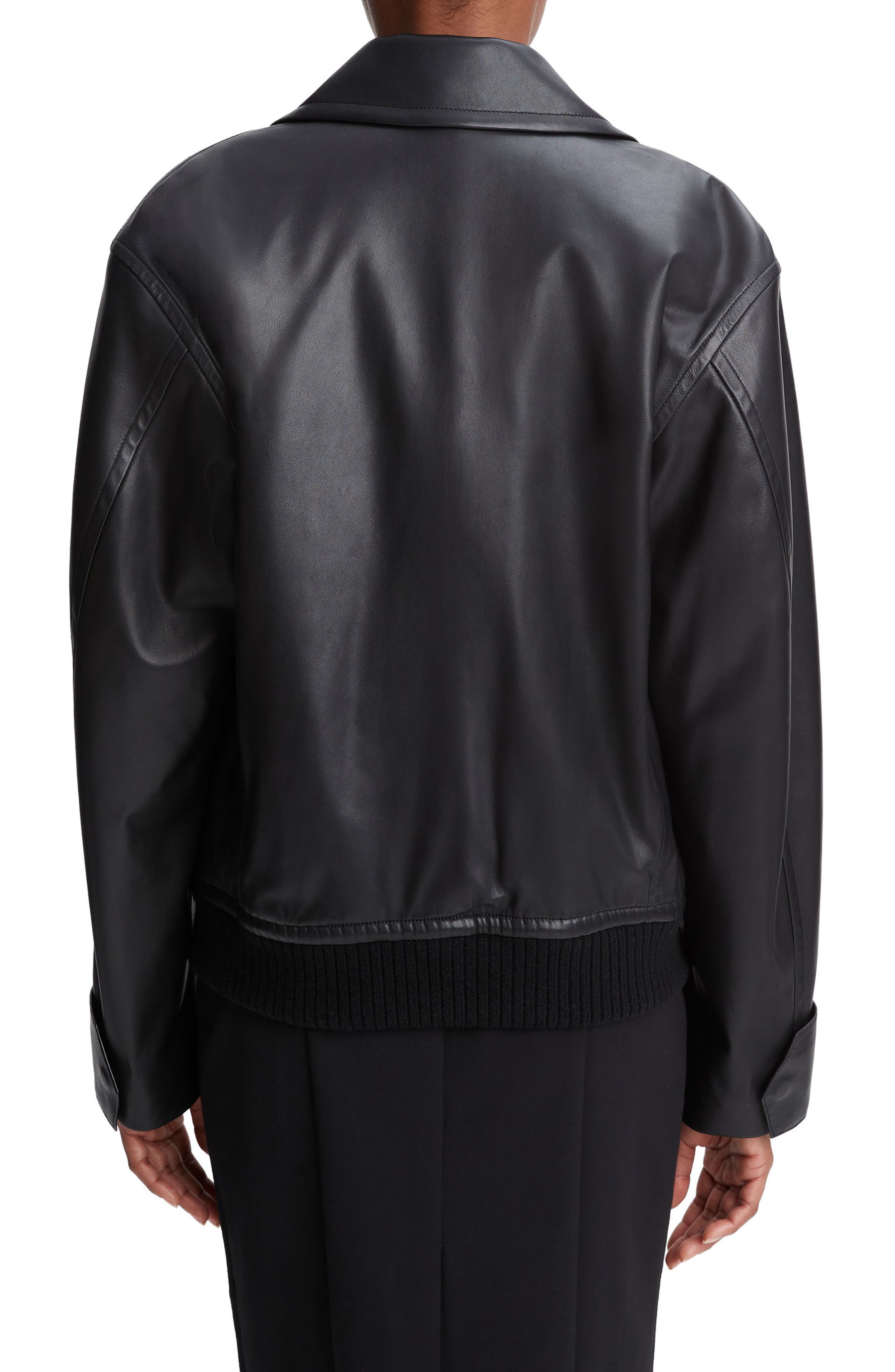Padded Leather Bomber Jacket - image 2