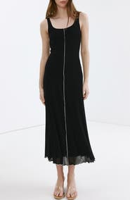 MANGO Contrast Stitch Midi Dress