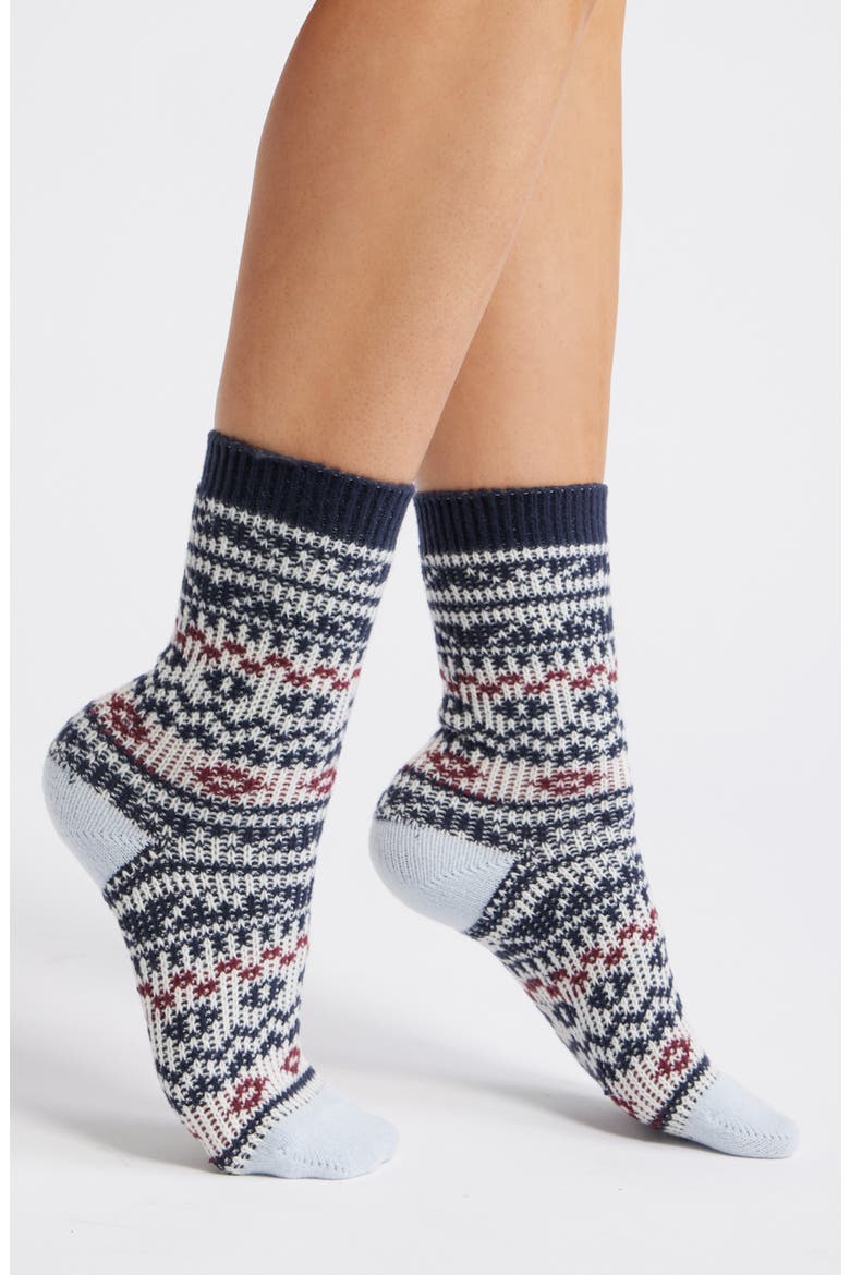 Apres Skis Crew Socks, Main, color, BLUE FAIRISLE
