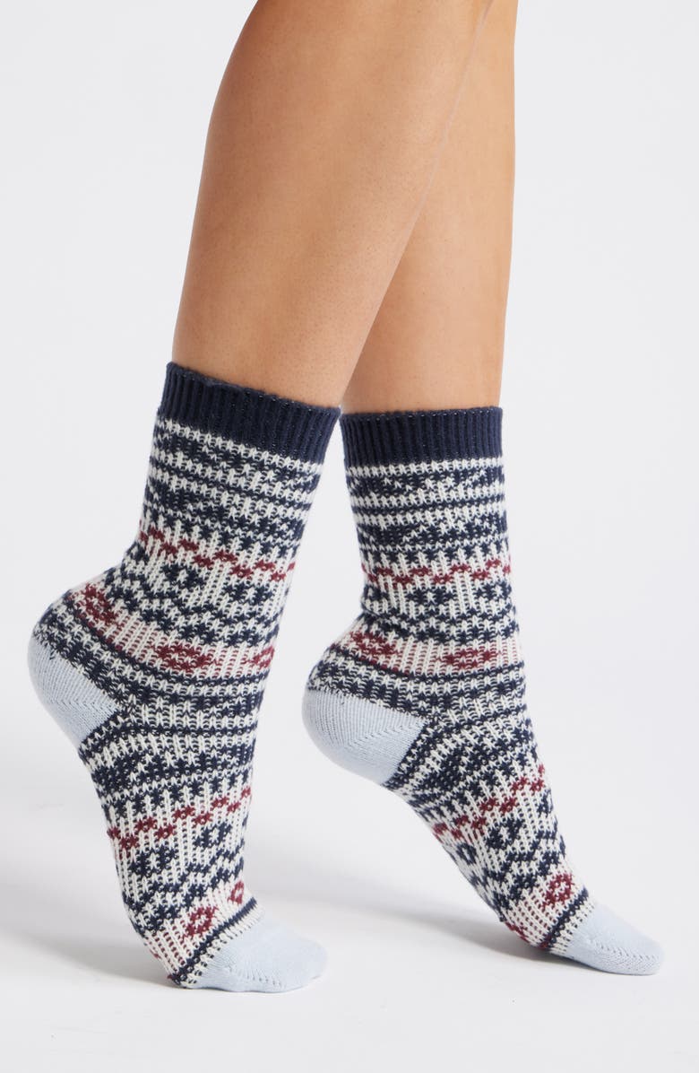Nordstrom Apres Skis Crew Socks, Main, color, Blue Fairisle