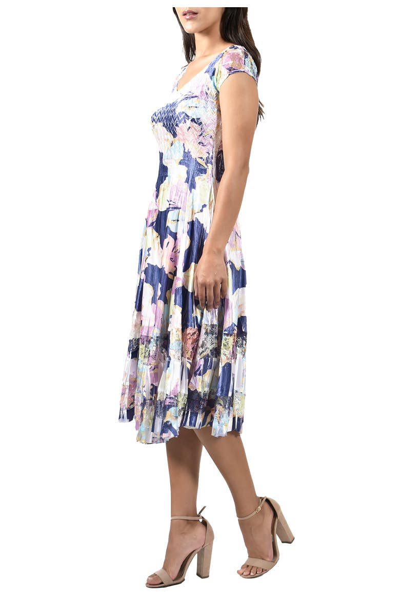 Komarov Cap Sleeve Charmuese Dress, Alternate, color, Spring Lily