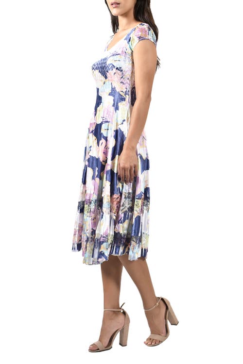 Komarov Cap Sleeve Charmuese Dress In Blue