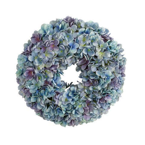 16-in Hydrangea Artificial Wreath