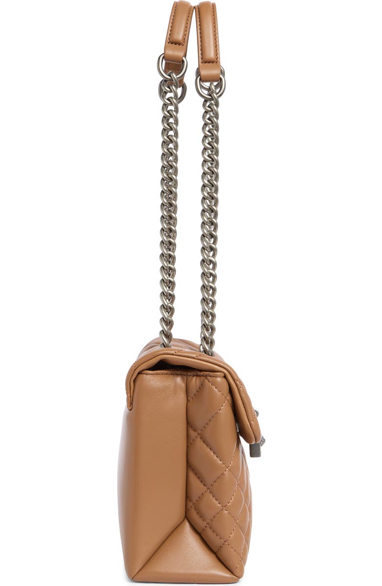 Kurt Geiger Brixton Diamond Quilted Leather Pad Lock Shoulder Bag, Alternate, color, Light/Pastel Brown