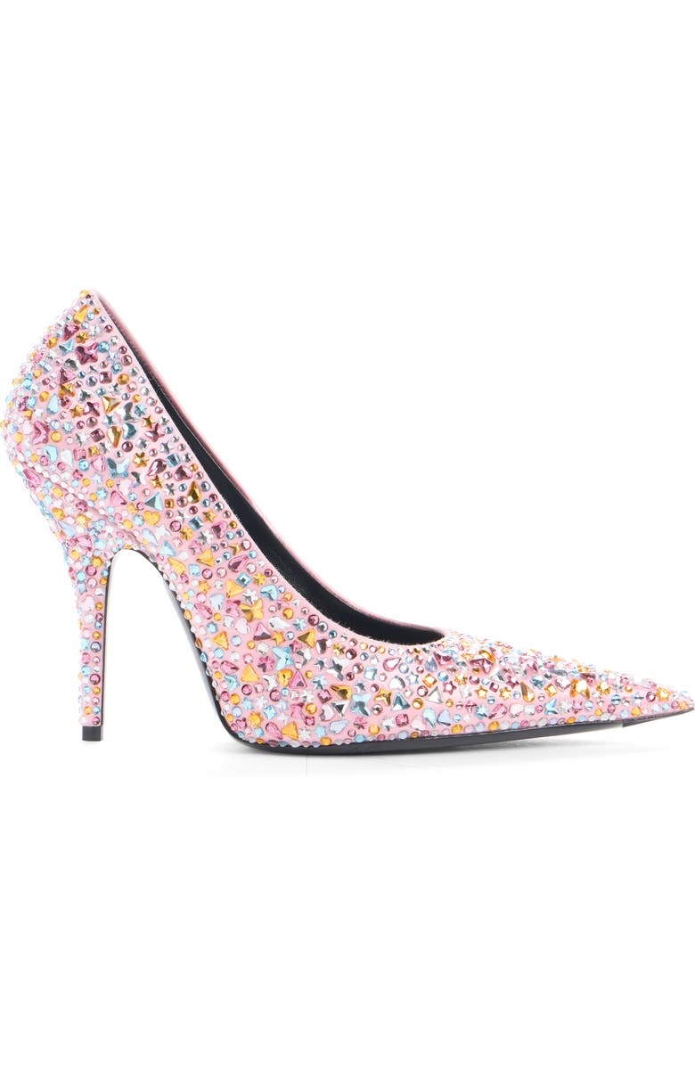 Balenciaga Knife Embellished Pointed Toe Pump, Alternate, color, Pink/ Multicolor