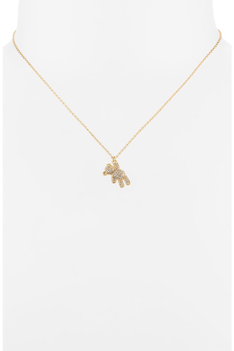 Pavé Cubic Zirconia Bear Pendant Necklace, Alternate, color, CLEAR- GOLD