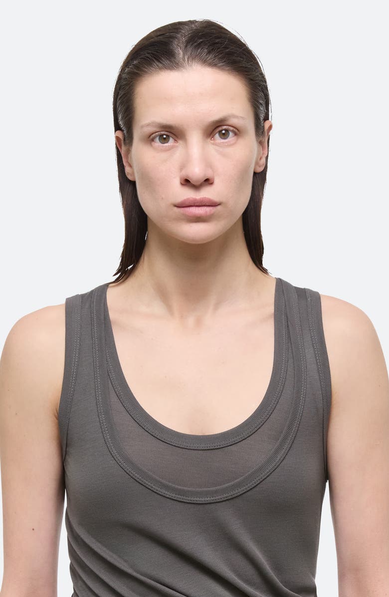 Helmut Lang Gloss Double Layer Tank, Alternate, color, Graphite - V2s