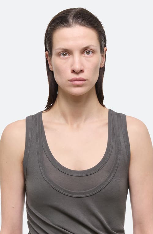 Helmut Lang Double-layered Tank Top In Graphite - V2s