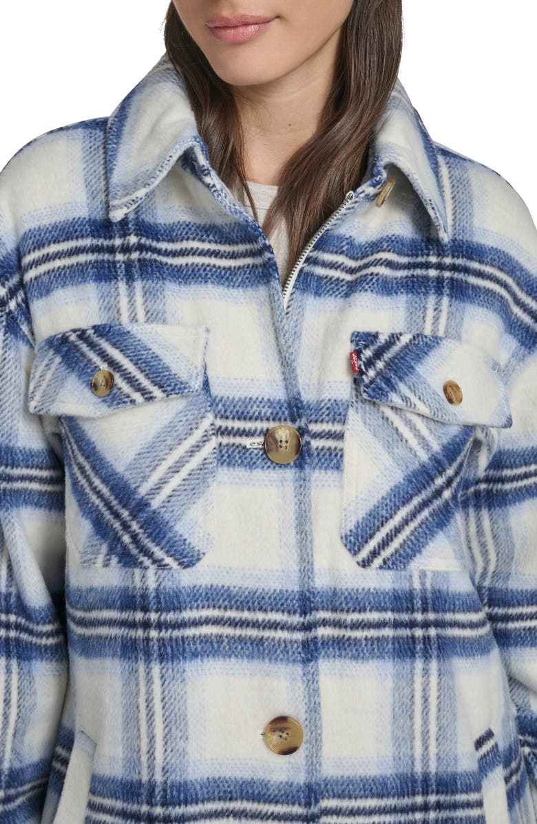 Levi's Longline Shacket, Alternate, color, Blue/ Cream