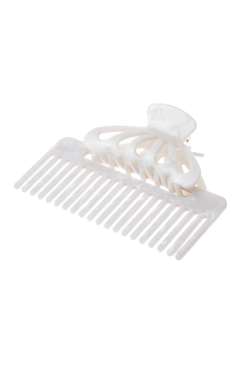 BY ADINA EDEN Comb & Claw Clip Hair Set, Alternate, color, White