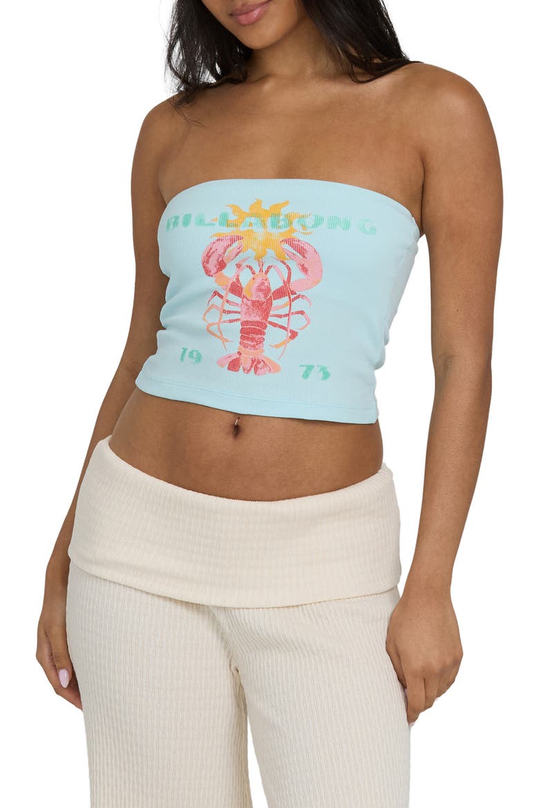 Cocoa Graphic Strapless Top, Main, color, CLEARWATER