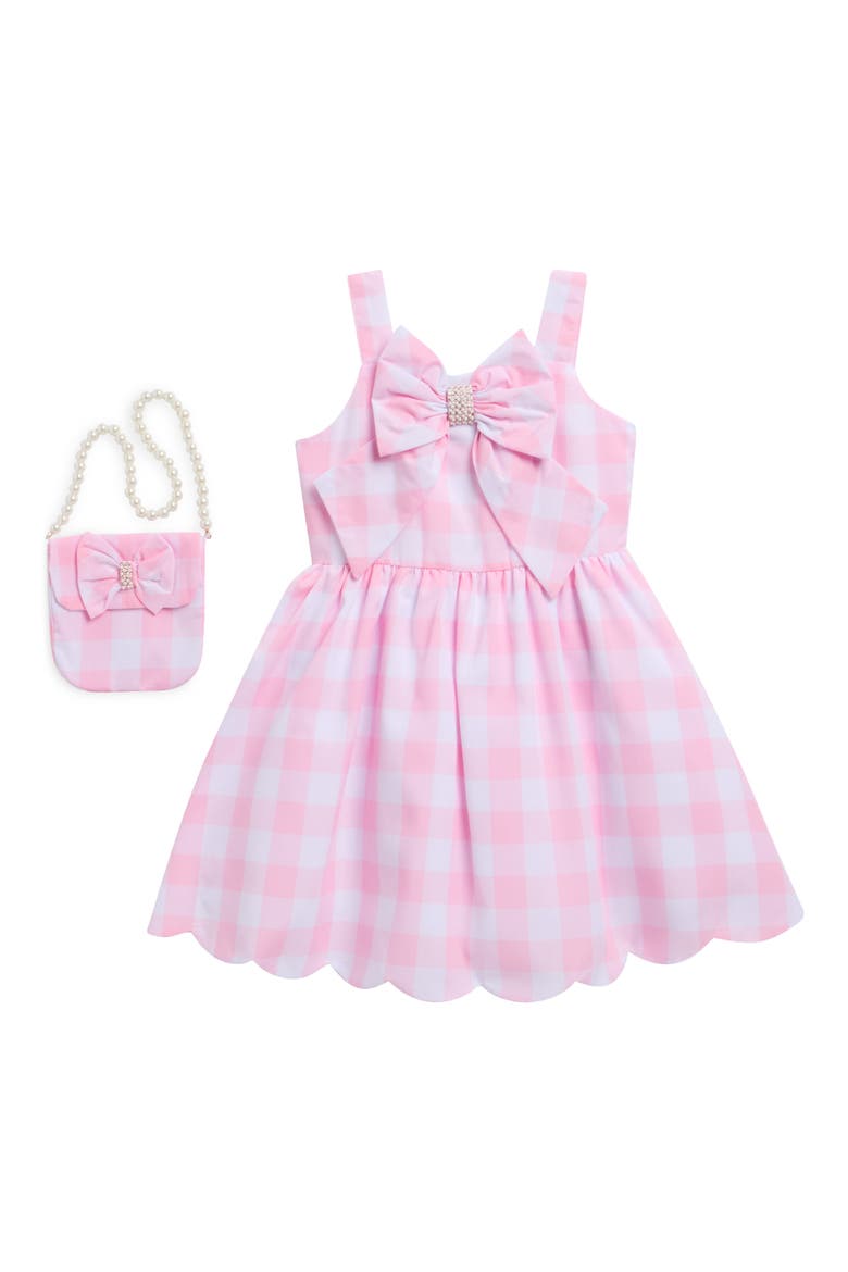 Kids' Check Dress & Bag, Main, color, PINK