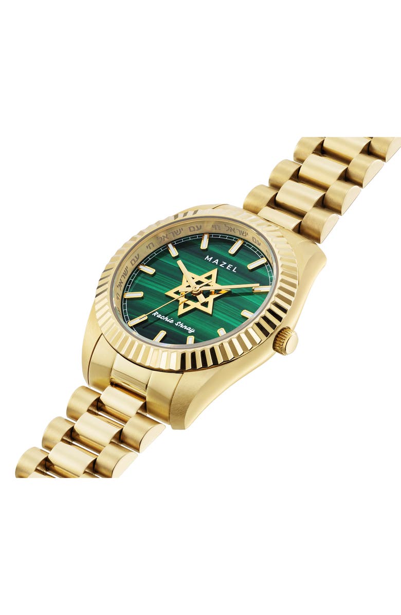 Rachie Shnay The Mazel Malachite Bracelet Watch, 36mm, Alternate, color, Malachite