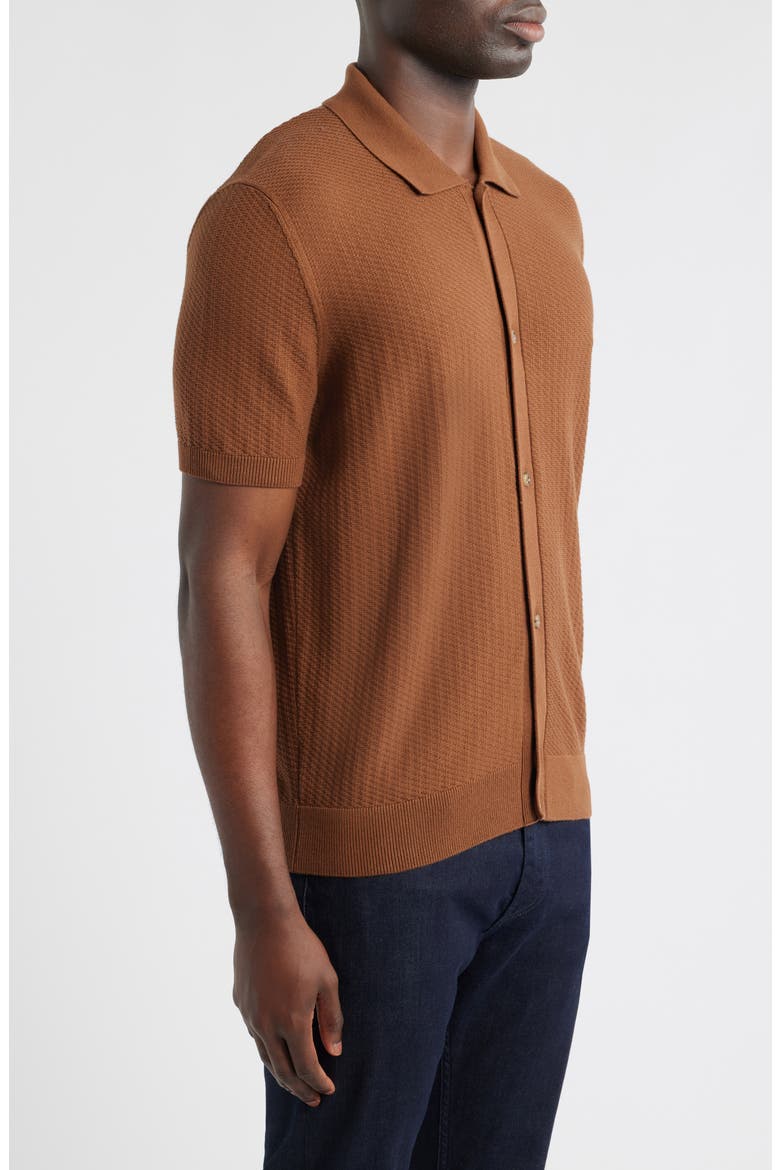 Iseppo Short Sleeve Cardigan, Alternate, color, MEDIUM BROWN