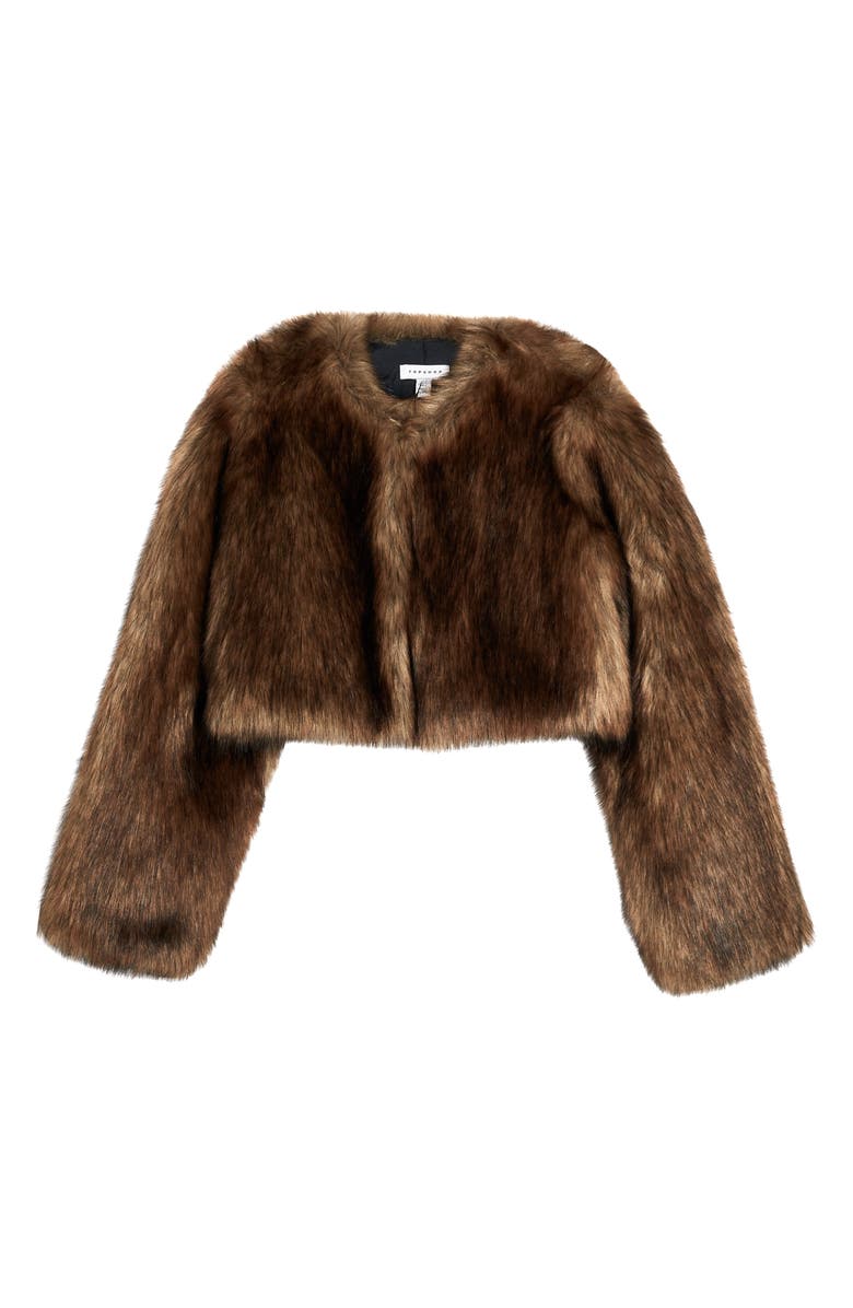 Topshop Chubby Faux Fur Crop Coat, Alternate, color, 