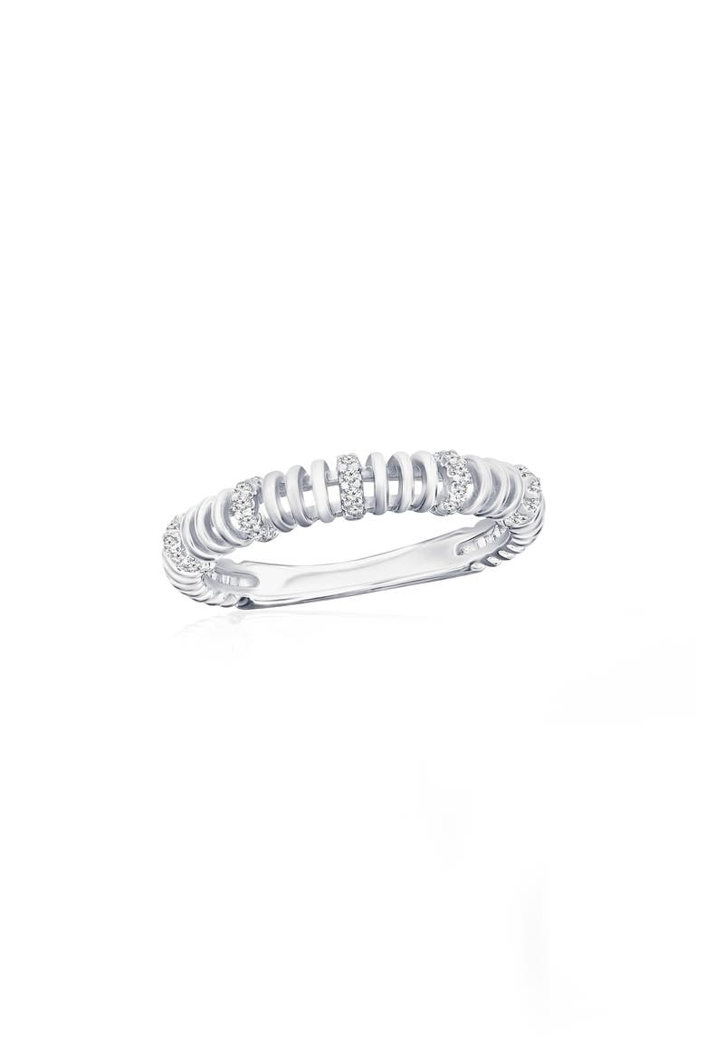 Cubic Zirconia Wire Ring, Main, color, SILVER