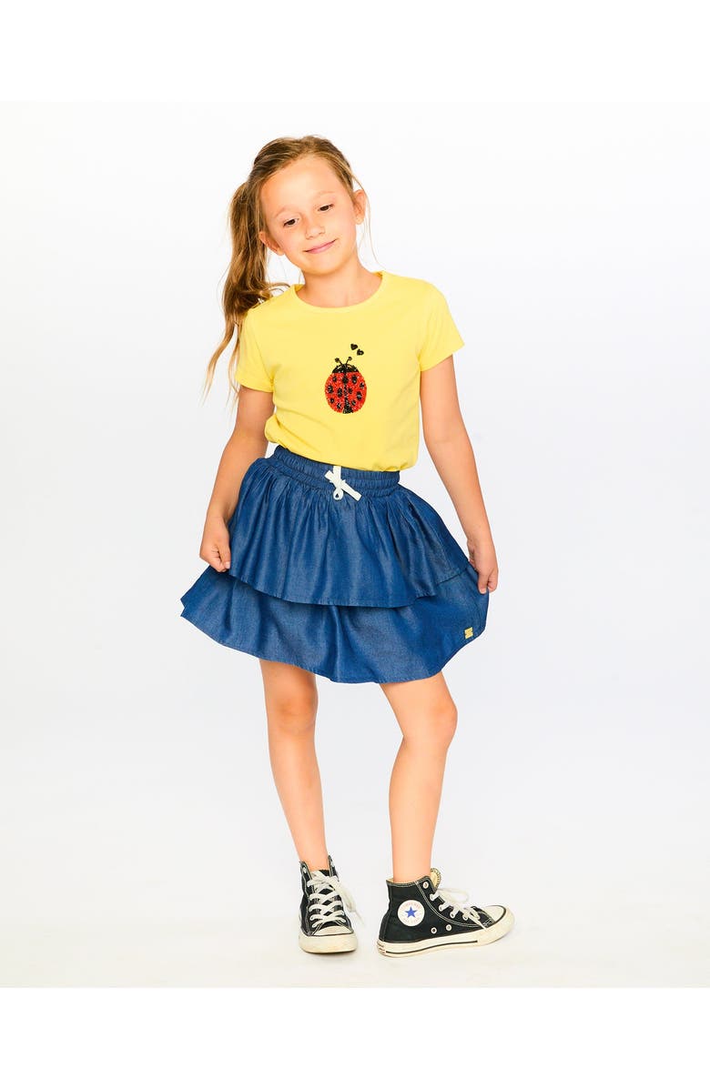 Deux par Deux Organic Cotton Jersey Short Sleeve Ladybug T-Shirt, Alternate, color, Yellow