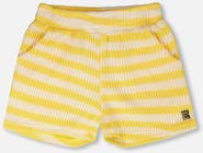 Deux par Deux Elastic Waist Scoop Pockets Striped Shorts