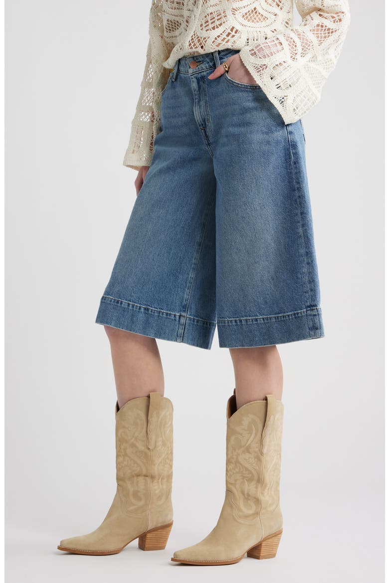 High Waist Culotte Wide Leg Jeans, Alternate, color, MEDIUM WASH