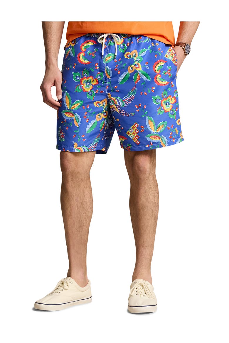 Big & Tall Diamond Floral Traveler Swim Trunks, Main, color, DIAMOND FLORAL