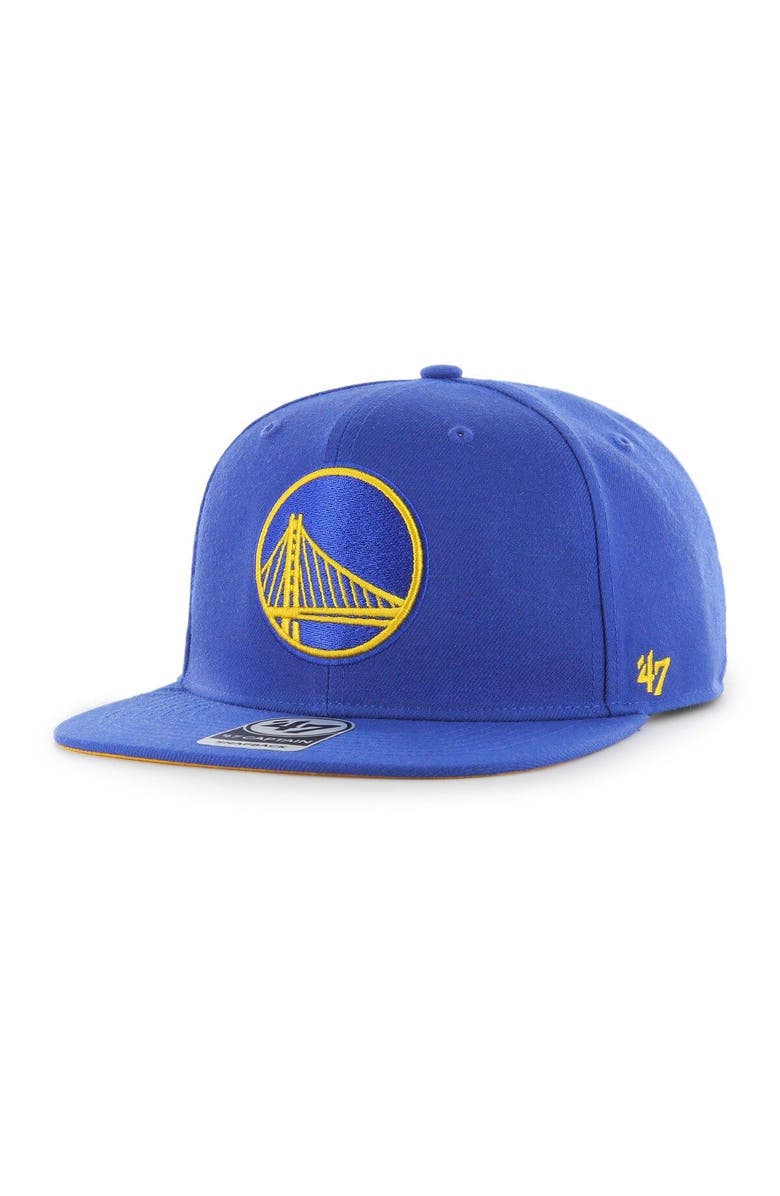 '47 Men's '47  Royal Golden State Warriors Sure Shot Captain Snapback Hat, Alternate, color, 
