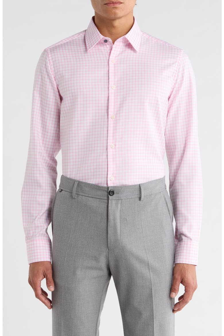 Slim Fit Gingham Dress Shirt, Main, color, PINK