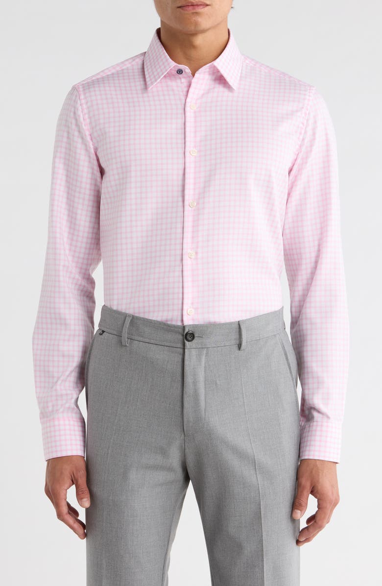 Duchamp Slim Fit Gingham Dress Shirt, Main, color, Pink