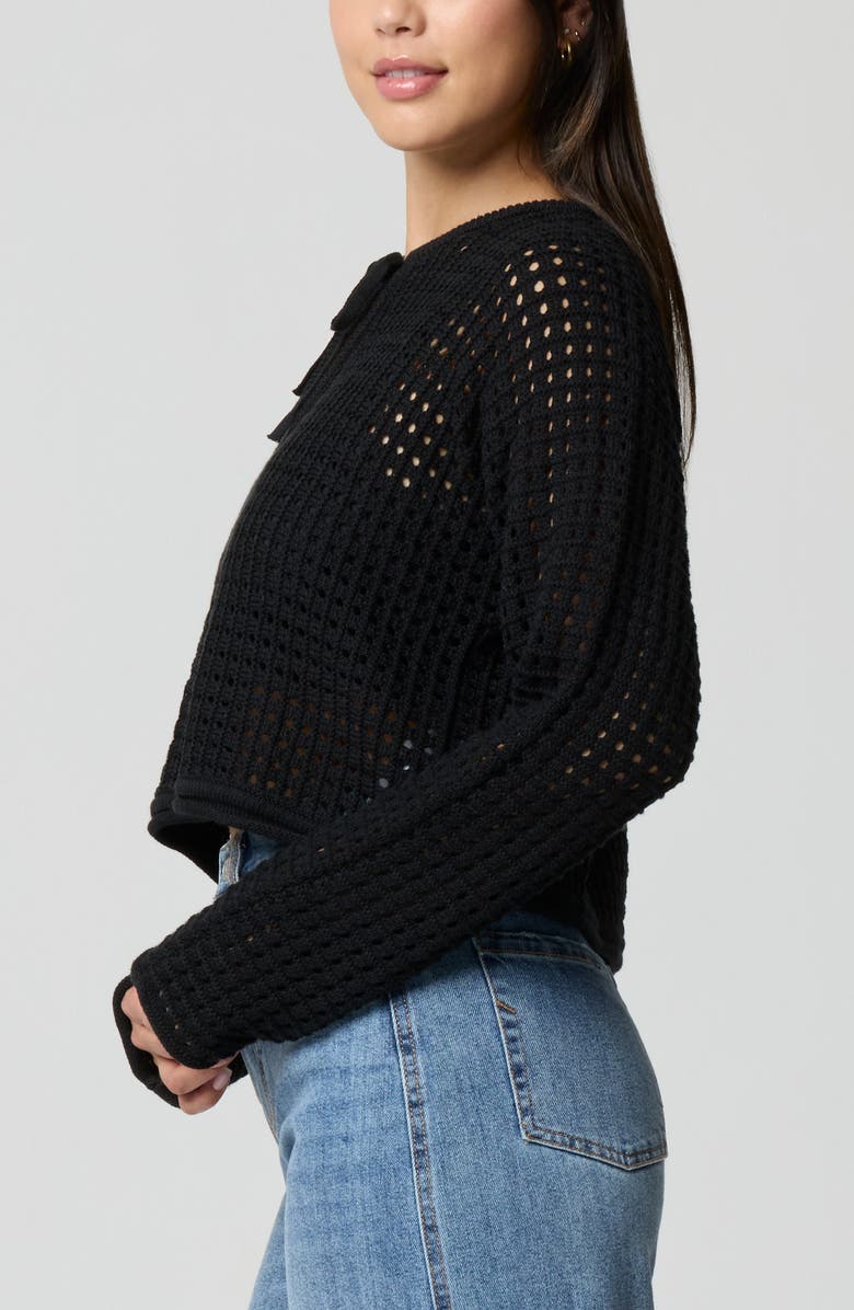 Florence by Mills Keyhole Open Knit Crop Sweater, Alternate, color, Black