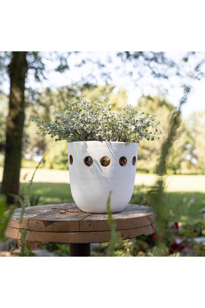 Round Cutout Planter White Terracotta, Alternate, color, White