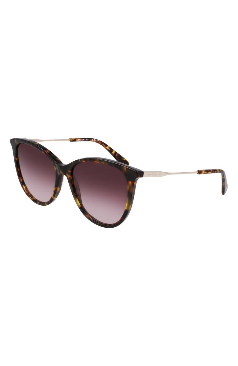 Longchamp 55mm Gradient Tea Cup Sunglasses, Alternate, color, Dark Havana