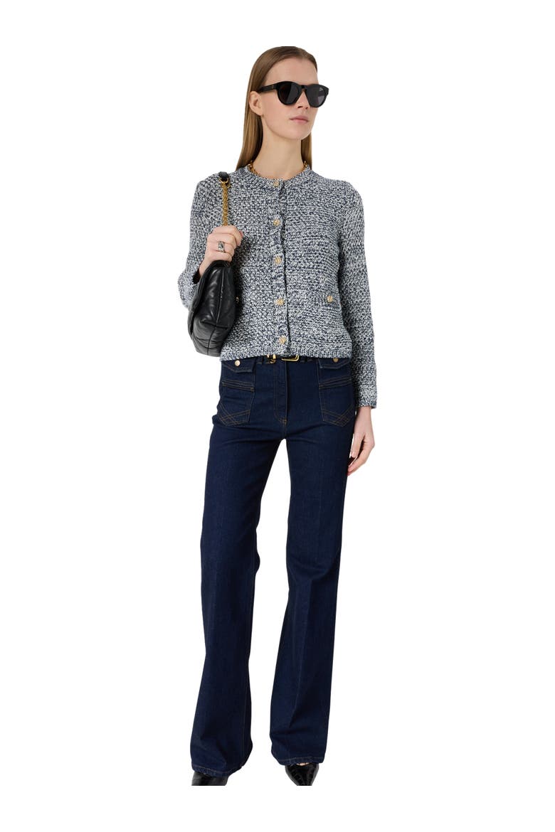 Leora Button Front Cardigan, Alternate, color, Navy Blue