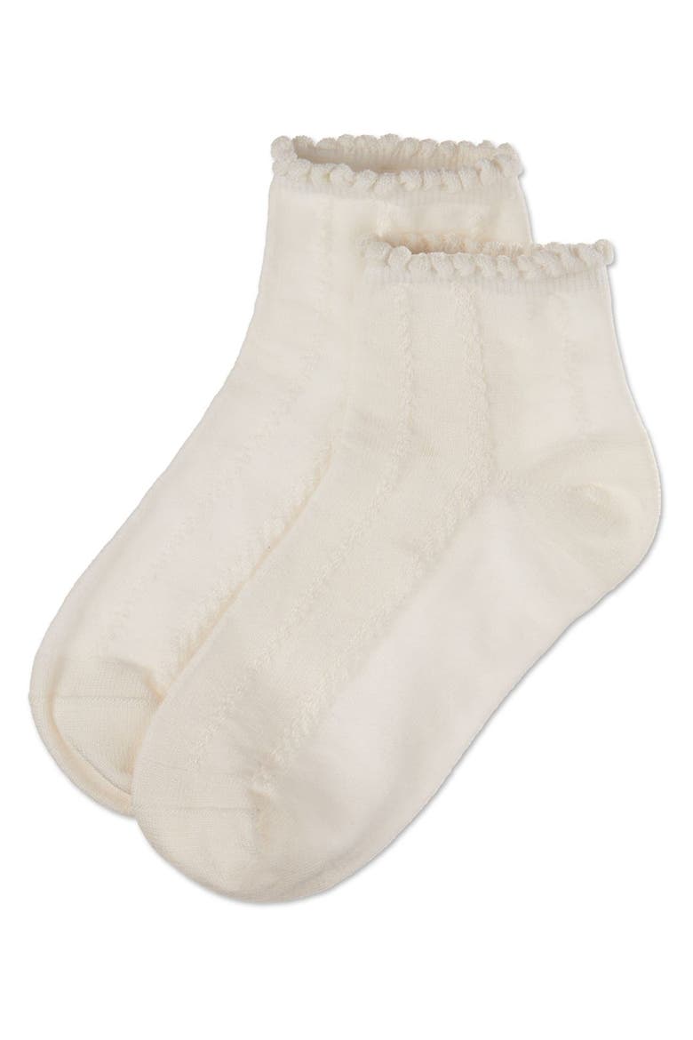 Kid's Rope Stitch Anklet Socks, Alternate, color, Winter White