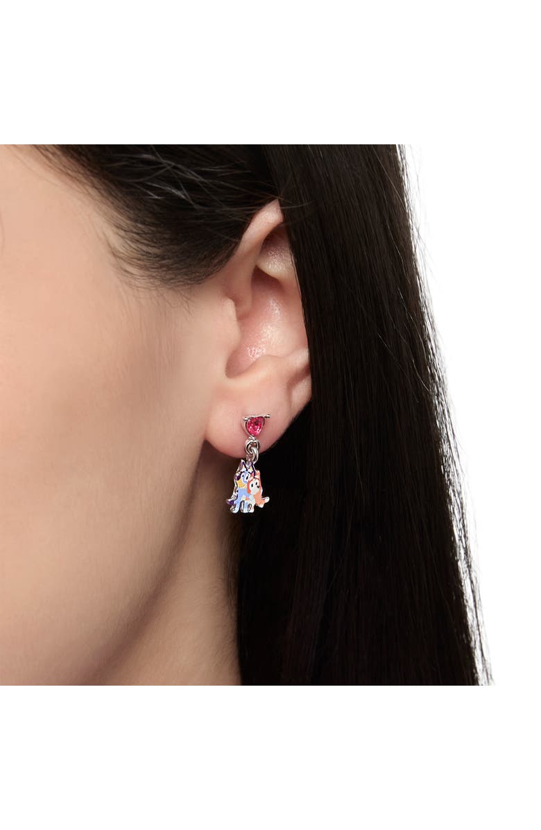 BLUEY Earrings Set 6 Pairs Official License, Fashion Studs, Hoops, and Bluey and Bingo Dangle Charm Earrings with Crystals, Alternate, color, Multicolored