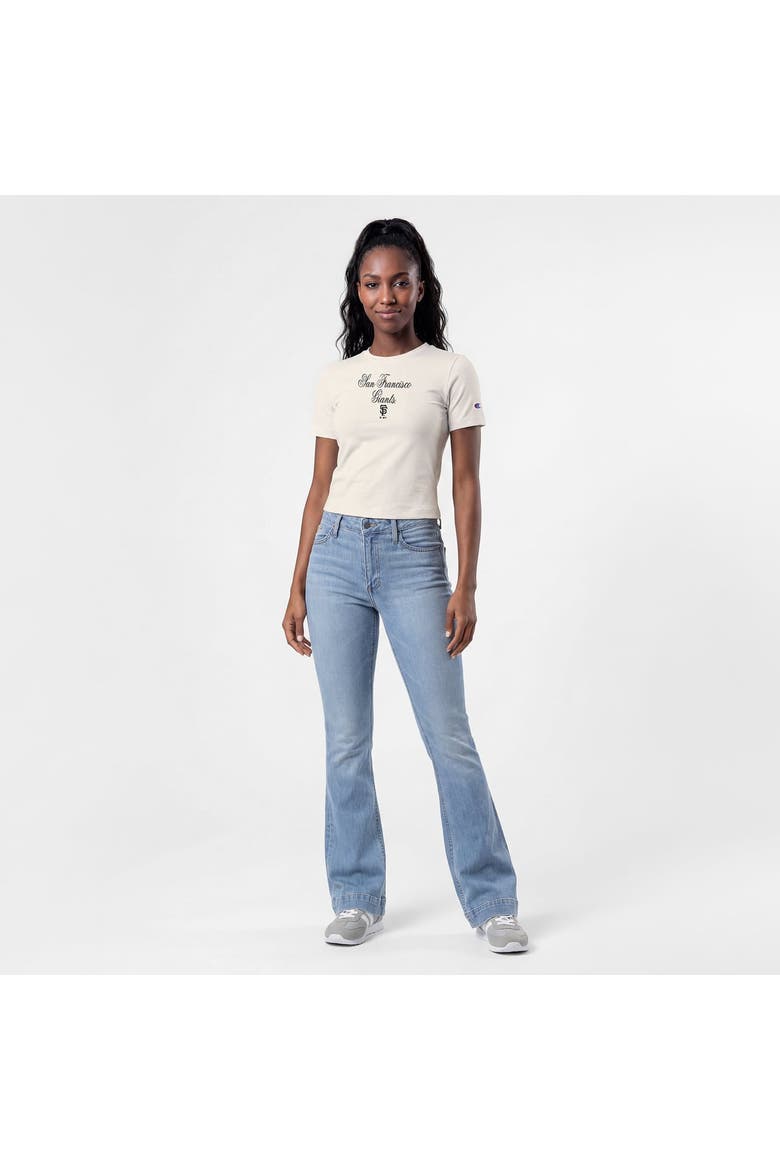 Women's Champion Cream San Francisco Giants Soft-Touch Fitted Cropped T-Shirt, Alternate, color, Cream