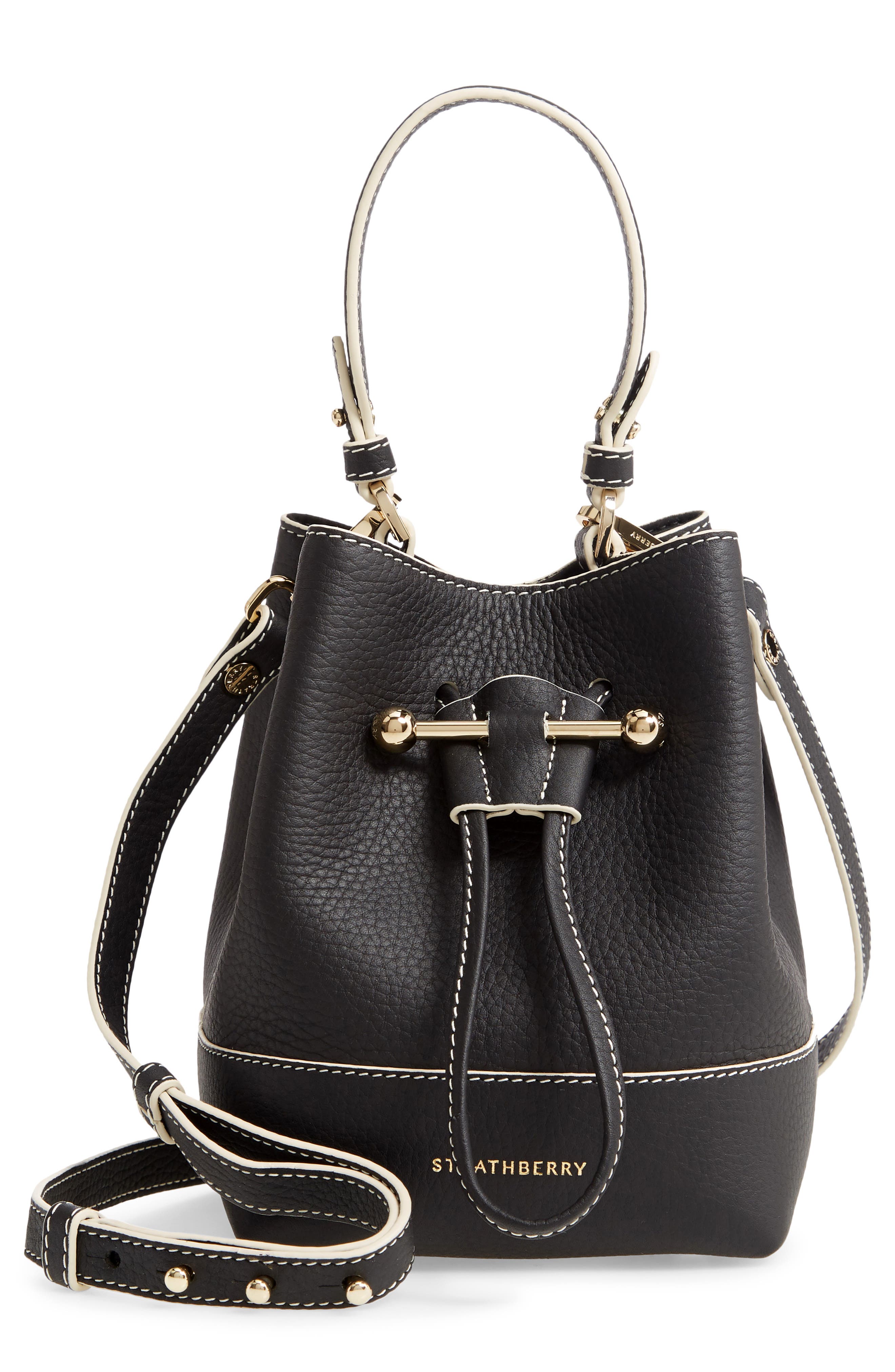 Strathberry Lana Osette Leather Crossbody Bucket Bag, Main, color, 