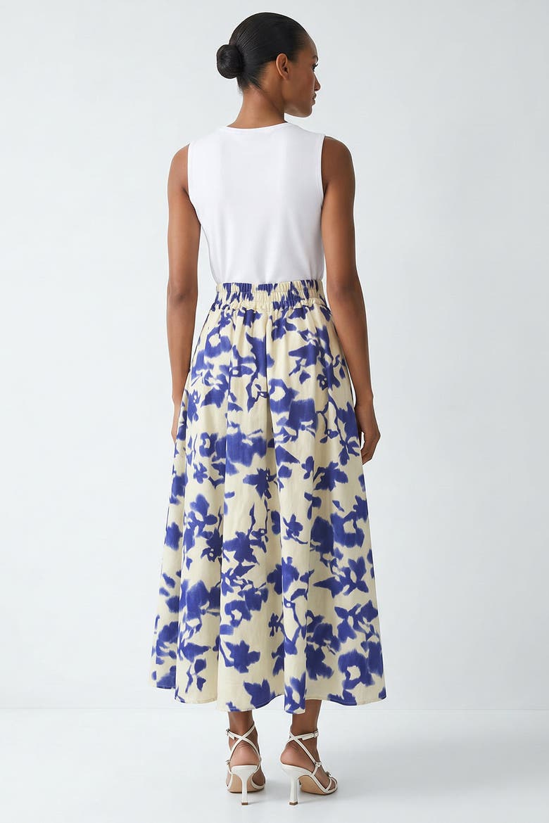 Elastic Waist Pleated Regular Midi Skirt, Alternate, color, NAVY-BONE