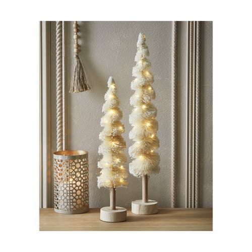 Tag Snowtipped Spiral Ivory Sisal Christmas Tree Decor In White
