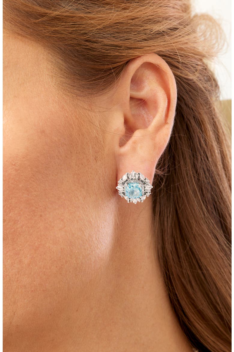 Cubic Zirconia Stud Earrings, Alternate, color, WHITE