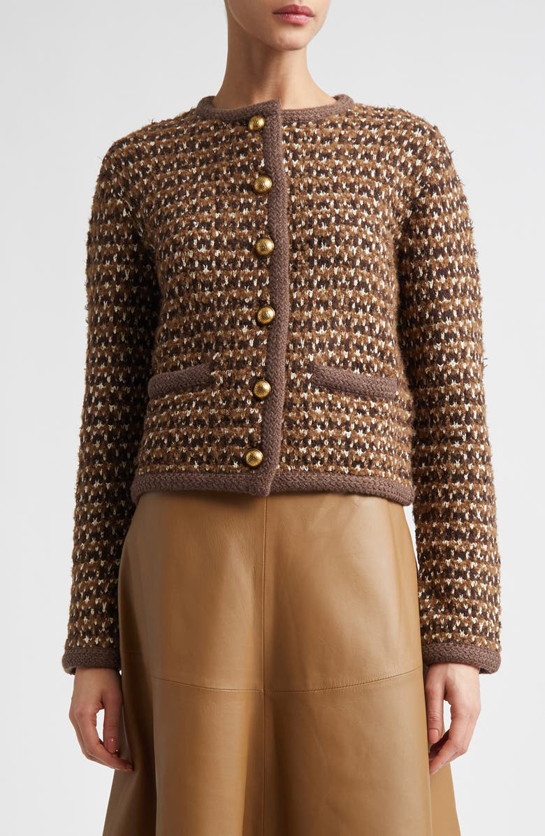Altuzarra Conroy Wool Blend Tweed Jacket, Main, color, Toffee