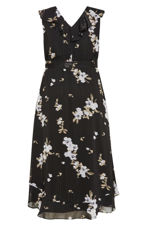 City Chic Ella Jane Metallic Stripe Maxi Dress In Windswept Floral