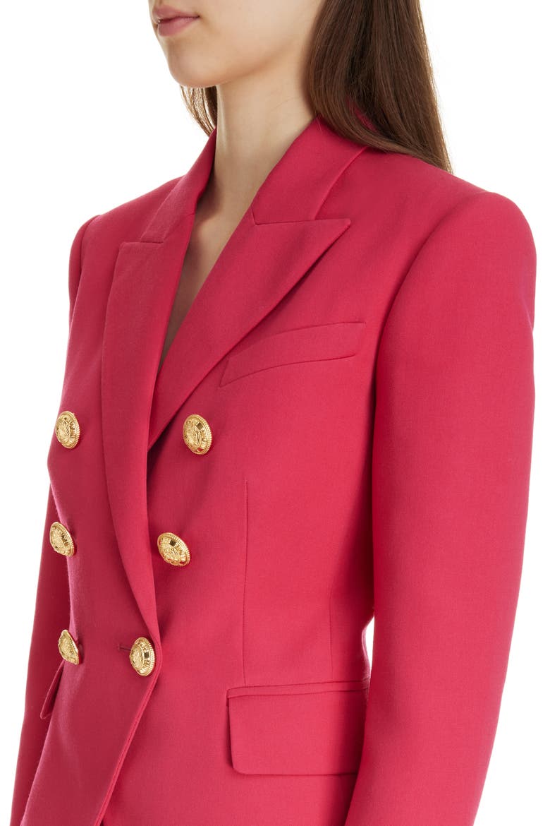 Classic Six-Button Grain de Poudre Jacket, Alternate, color, FUCHSIA