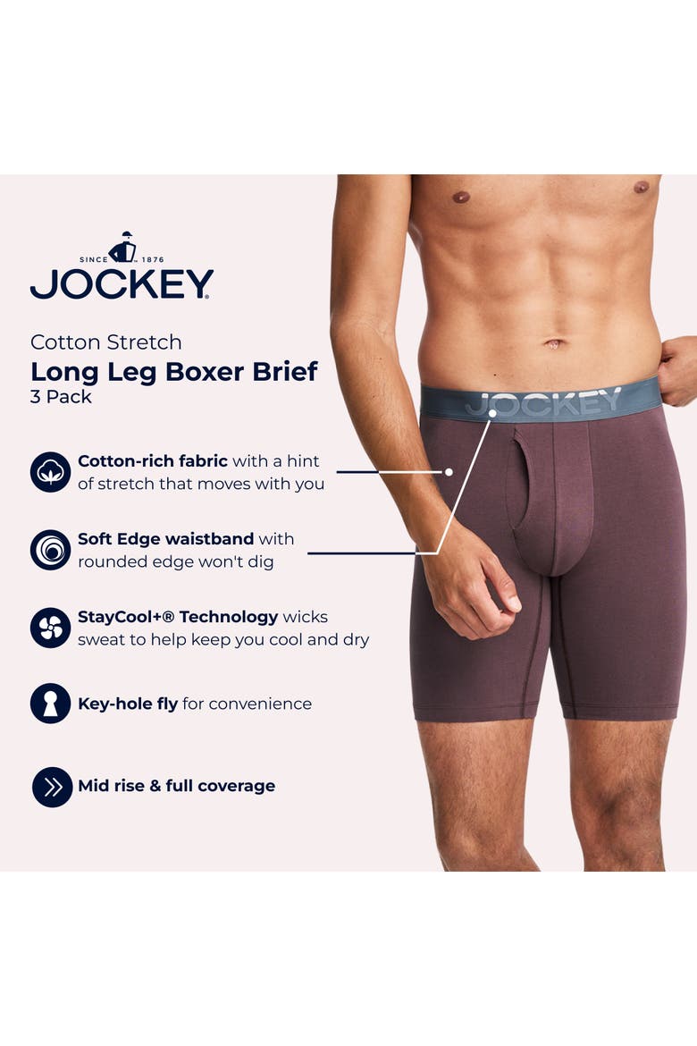 Mens Cotton Stretch 8" Long Leg Boxer Brief - 3 Pack, Alternate, color, Fun Forage