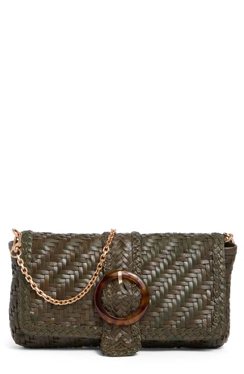 Bailee Woven Leather Clutch
