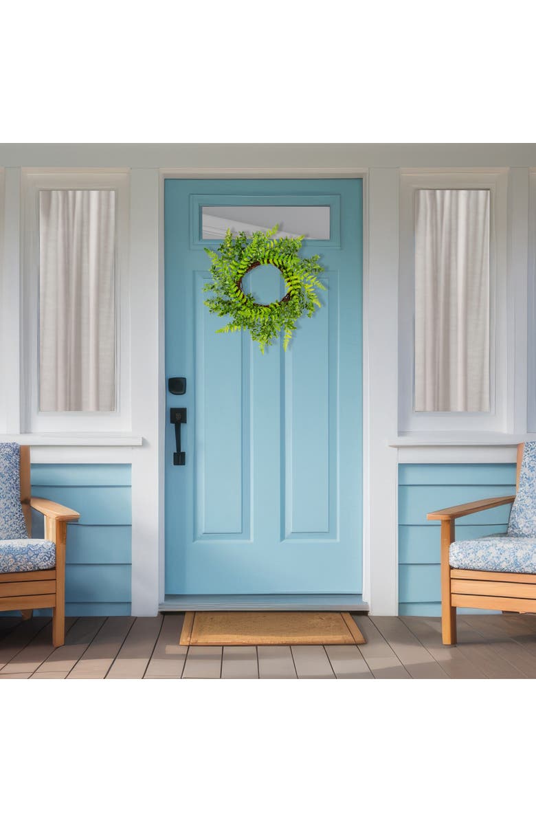 Northlight Fern Leaf Artificial Springtime Wreath - Green - 18", Alternate, color, Green