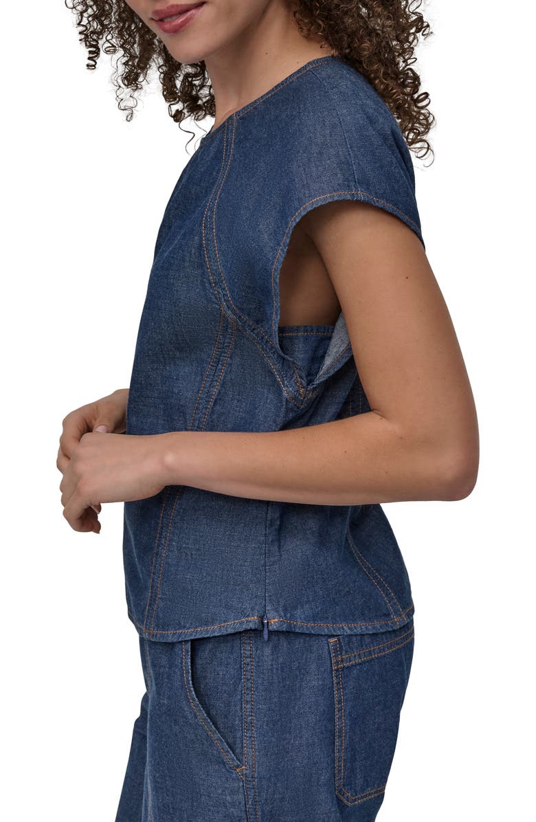 DKNY Seamed Denim Top, Alternate, color, Crosby Wash