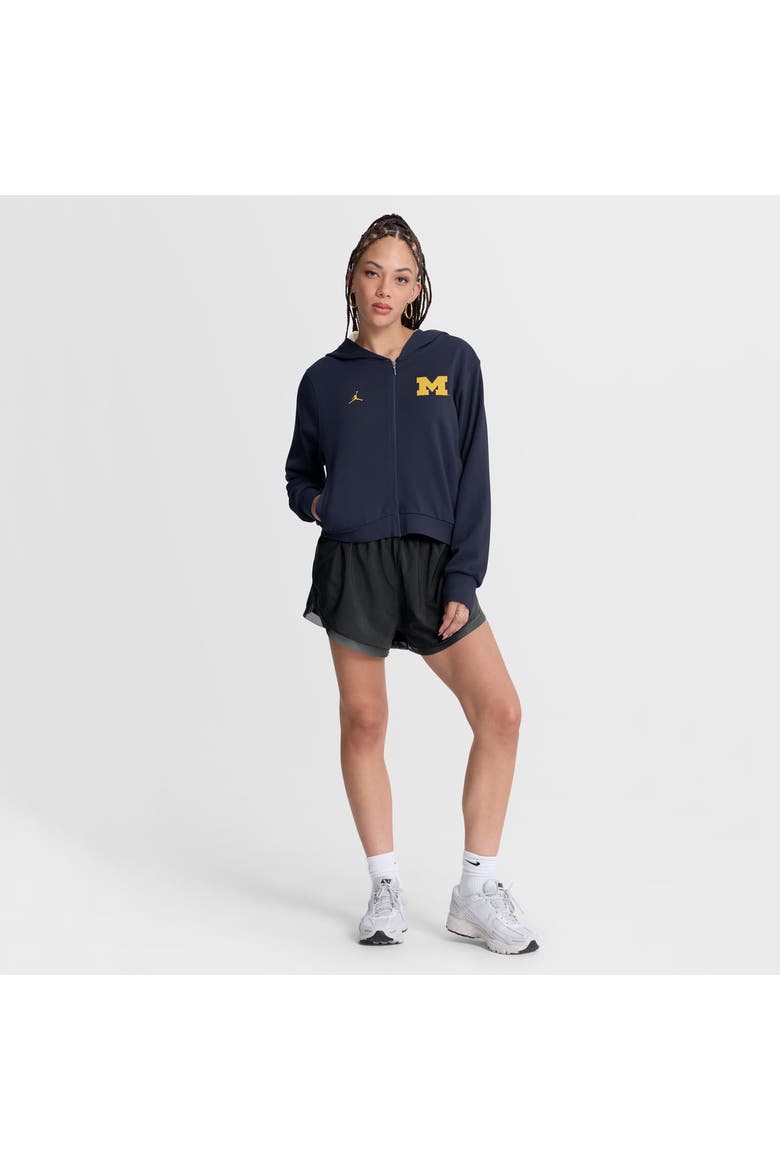 Women's Jordan Brand Navy Michigan Wolverines Mantra Cropped Full-Zip Hoodie, Alternate, color, Navy