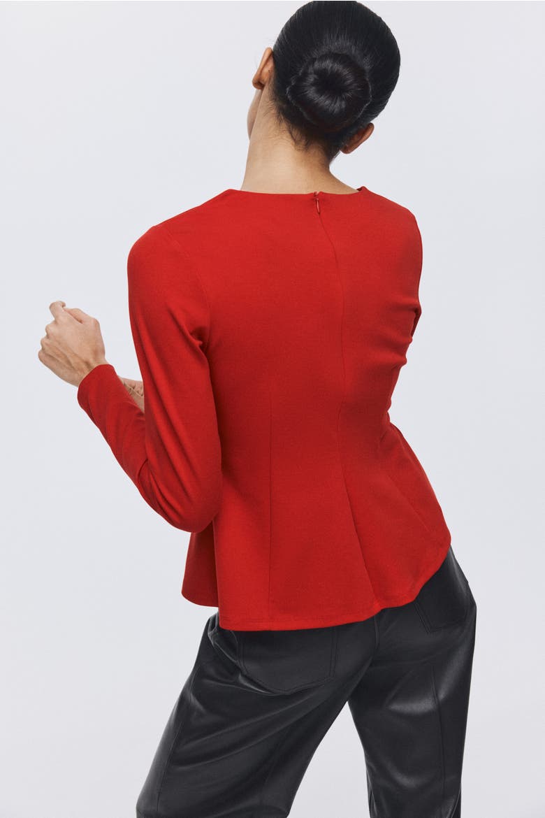 Jersey Peplum Top, Alternate, color, Red