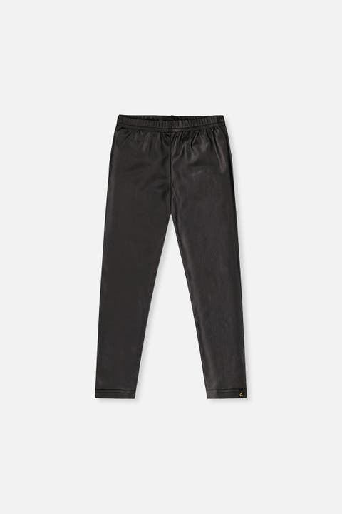 Faux Leather Elastic Waist Stretch Leggings