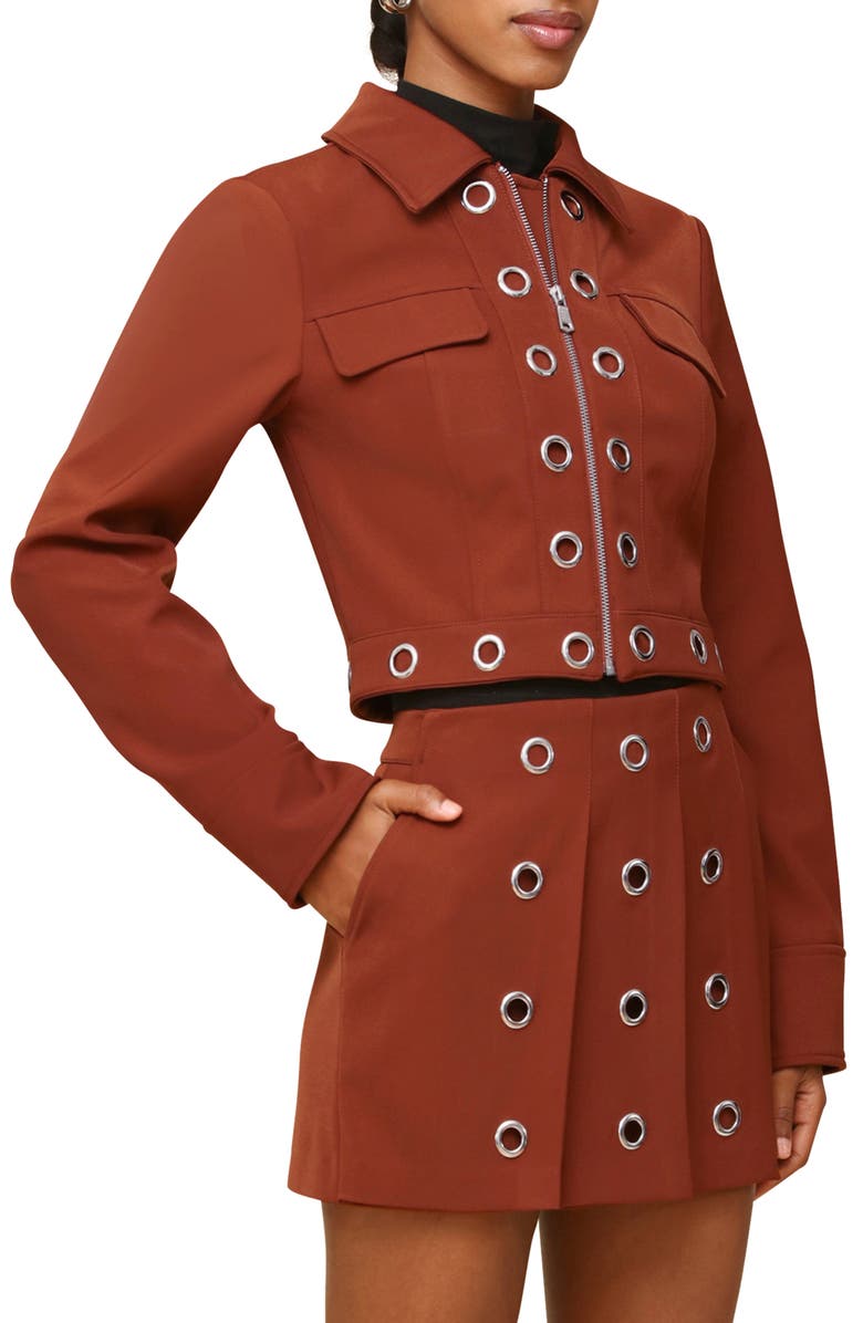 Avec Les Filles Grommet Crop Jacket, Alternate, color, Rust